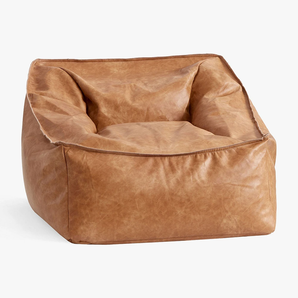 Chip & Dent: Modern Lounger, Large, Caramel, Vegan Leather