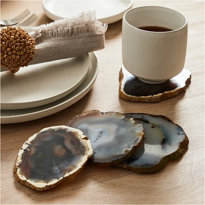 Gilded Agate Coaster, White