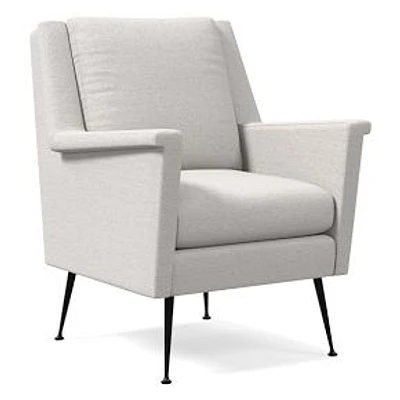 Chip & Dent: Carlo Midcentury Chair, Poly, Chunky Boucle, White, Bronze