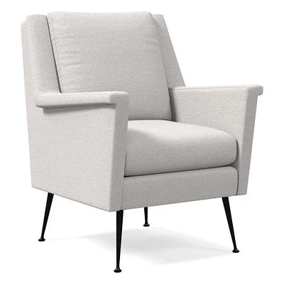 Open Box: Carlo Midcentury Chair, Poly, Chunky Boucle, White, Bronze