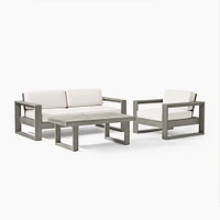 Portside Outdoor Sofa (75"), Lounge Chair & Coffee Table Set, Reef, Alabaster Cushions