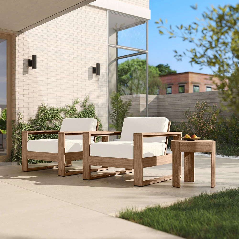 Portside Outdoor Lounge Chairs & Round Side Table Set | West Elm