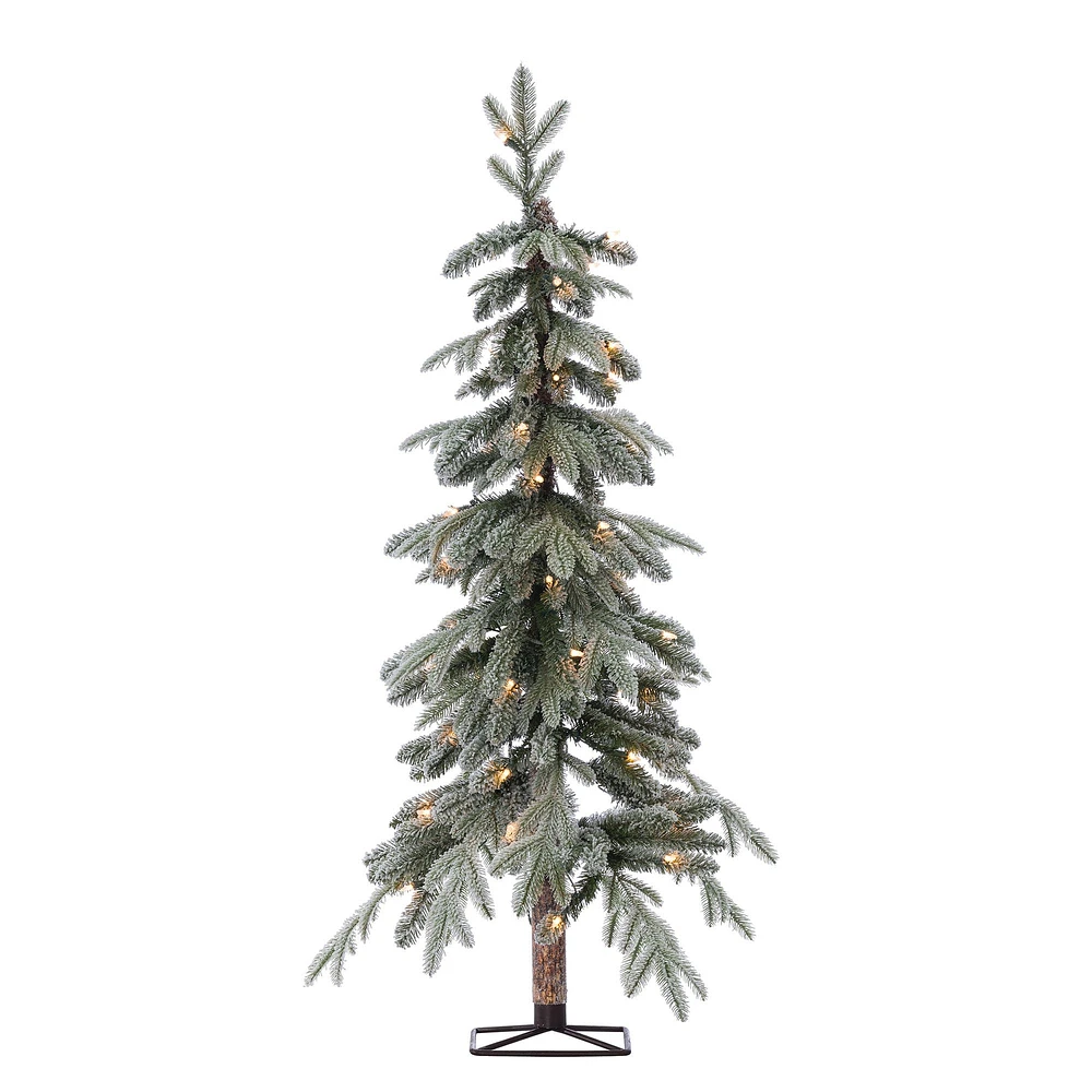 Pre-Lit Faux Natural Cut Flocked Alpine Tree | West Elm