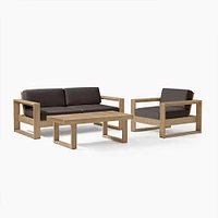 Portside Outdoor Sofa (75"), Lounge Chair & Coffee Table Set, Reef, Alabaster Cushions