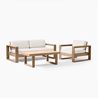 Portside Outdoor Sofa (75"), Lounge Chair & Coffee Table Set, Reef, Alabaster Cushions