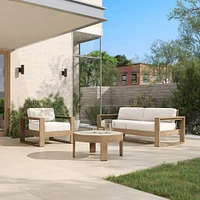 Portside Outdoor Sofa (75"), Lounge Chair & Concrete Coffee Table Set, Reef, Alabaster Cushions