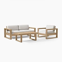 Portside Outdoor Sofa (75"), Lounge Chair & Coffee Table Set, Reef, Alabaster Cushions