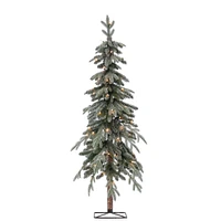 Pre-Lit Faux Natural Cut Flocked Alpine Tree | West Elm