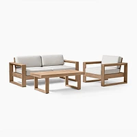 Portside Outdoor Sofa (75"), Lounge Chair & Coffee Table Set, Reef, Alabaster Cushions