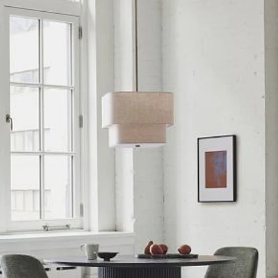 Aleena 16" Pendant, Natural Linen, Oil Rubbed Bronze