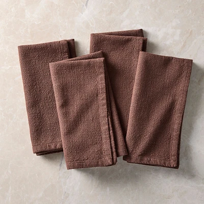 Slub Cotton Table Linens, Napkin, 20x20, Peppercorn, Set of 4