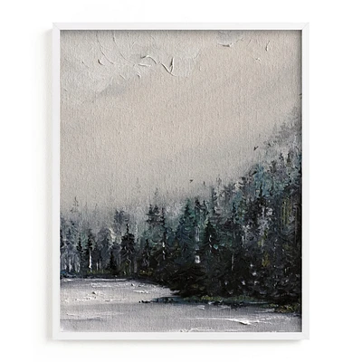 Fog and Forest Wall Art, White Wood Frame, Full Bleed, 16x20