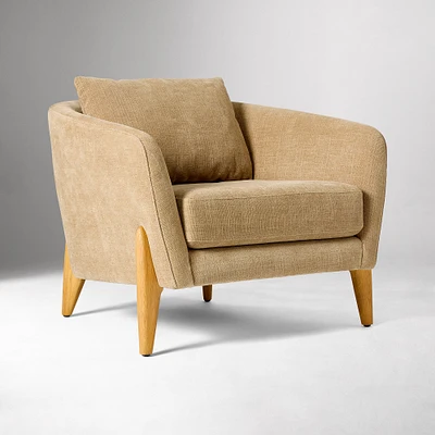 Open Box: Delray Lounge Chair, Performance Chenille Crossweave Tawny, Natural Oak/Oak