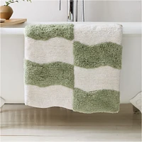 Wavy Block Bath Mat, 20x34, Sage