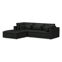 Harmony Modular 121" Left Multi Seat 3-Piece Ottoman Sectional, Standard Depth, Saddle Leather, Banker