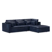 Harmony Modular 121" Left Multi Seat 3-Piece Ottoman Sectional, Standard Depth, Saddle Leather, Banker