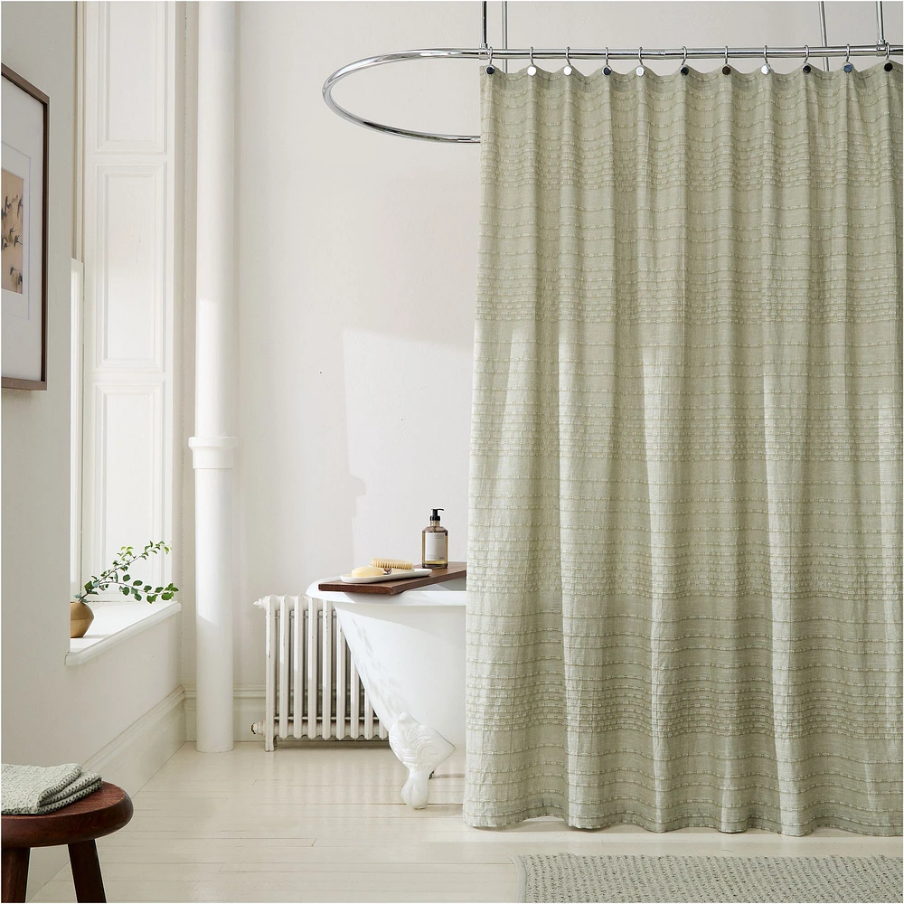 Reese Linen Cotton Shower Curtain, 72x74, Celadon