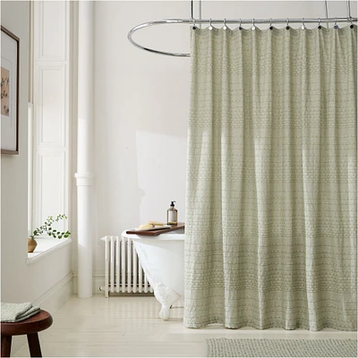 Reese Linen Cotton Shower Curtain, 72x74, Celadon