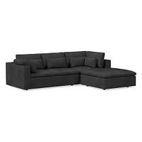 Harmony Modular 121" Right Multi Seat 3-Piece Ottoman Sectional, Standard Depth, Saddle Leather, Nut