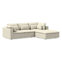 Harmony Modular 121" Left Multi Seat 3-Piece Ottoman Sectional, Standard Depth, Saddle Leather, Banker