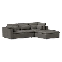 Harmony Modular 121" Right Multi Seat 3-Piece Ottoman Sectional, Standard Depth, Saddle Leather, Nut