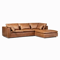 Harmony Modular 121" Left Multi Seat 3-Piece Ottoman Sectional, Standard Depth, Saddle Leather, Banker