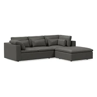 Harmony Modular 121" Left Multi Seat 3-Piece Ottoman Sectional, Standard Depth, Saddle Leather, Banker