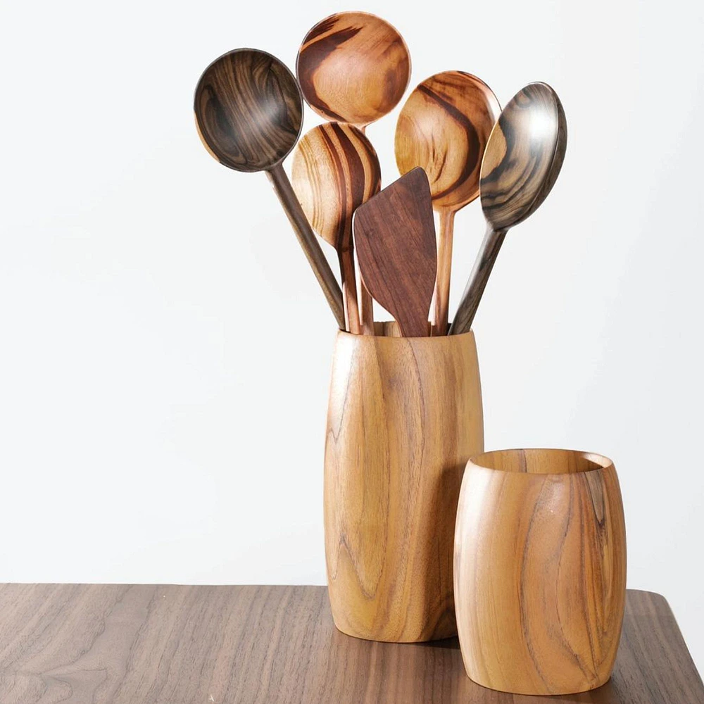 Itza Wood Teak Utensil Holder | West Elm