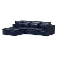 Harmony Modular 121" Right Multi Seat 3-Piece Ottoman Sectional, Standard Depth, Saddle Leather, Nut