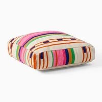 Bole Road Variegated Stripe Indoor/Outdoor Floor Cushion, Multi, 26"x26"x6"