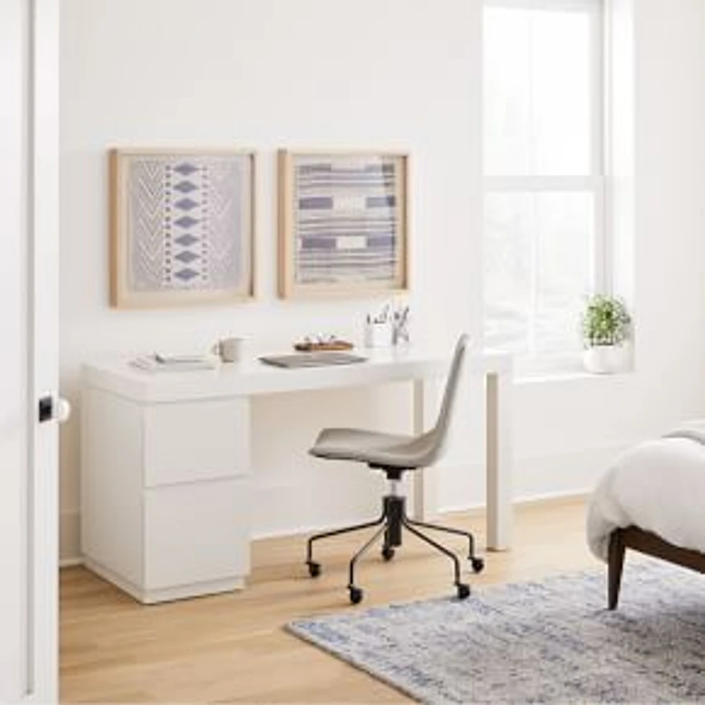 Parsons File Cabinet + Desk Set, White