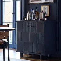 Hazel Pencil Reeded 34" Bar Cabinet, Black