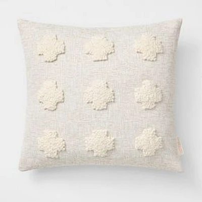 Punch Needle Pillow- Crosses, Natural On Oatmeal, 20 X 20