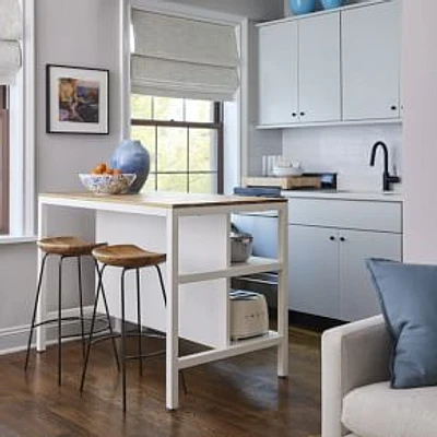 Frame Kitchen Console, Butcher Block, White