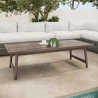 Nailah 55.1" Outdoor Rectangle Coffee Table, Rustic Gray