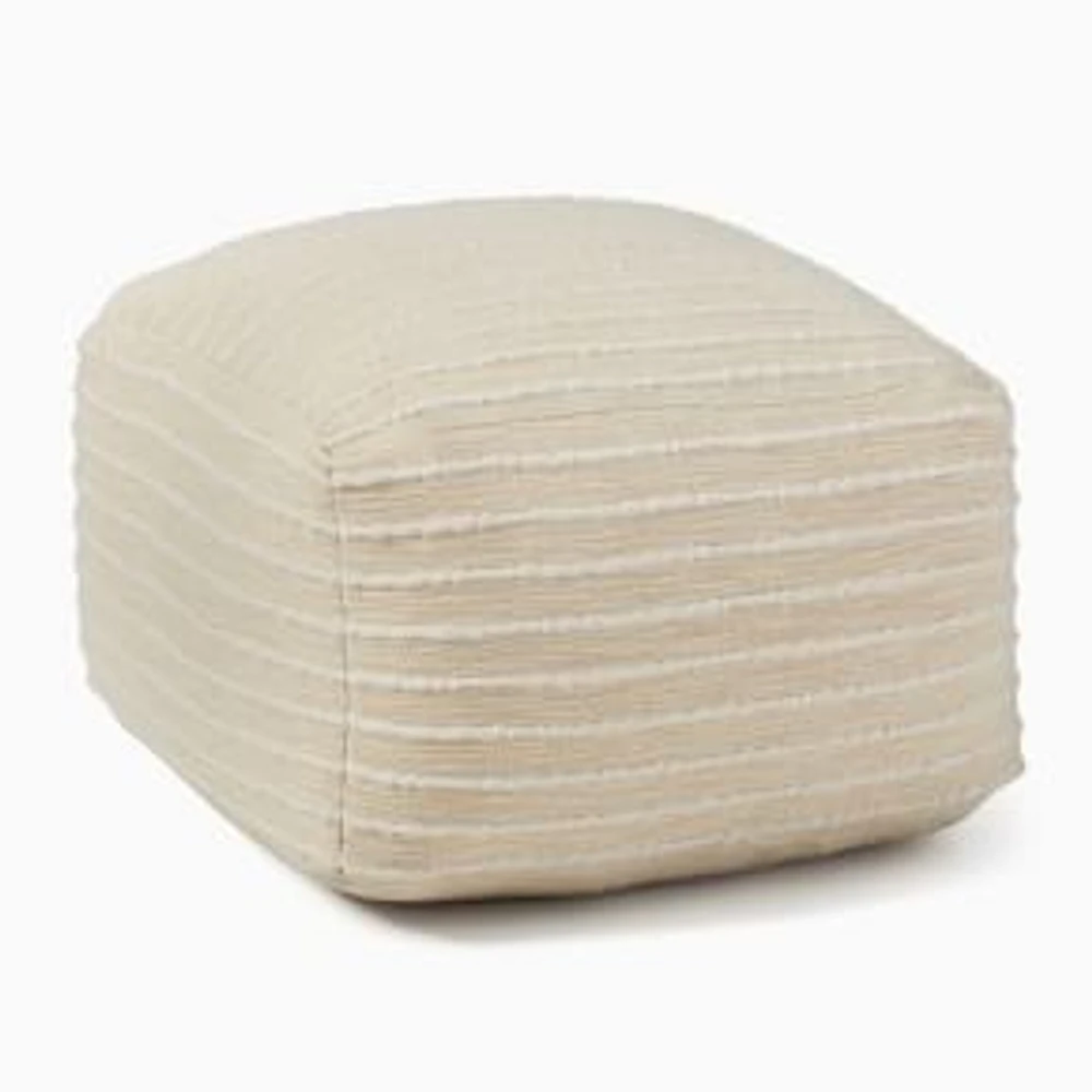 Soft Corded Pouf, Natural, 22"x22"x13"