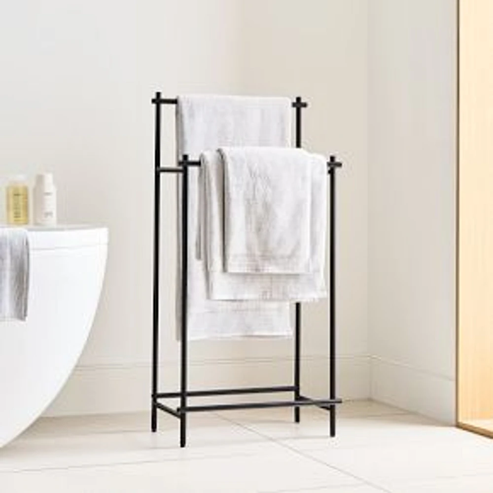 Chip & Dent: Modern Overhang Freestanding Towel Rack, Matte Black, 38"