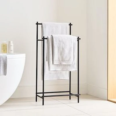 Chip & Dent: Modern Overhang Freestanding Towel Rack, Matte Black, 38"