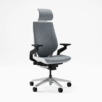 Steelcase Gesture Armed Task Chair With Lumbar, Hard Casters, Headrest, Black Frame, Remix, Pebble