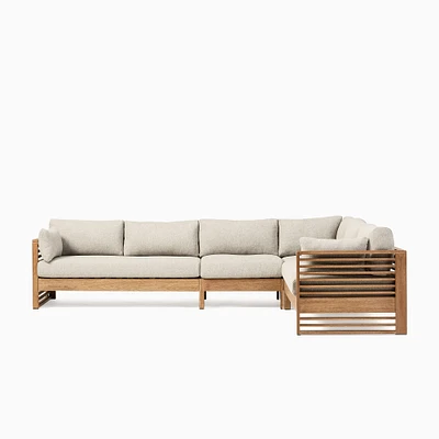 Santa Fe Slatted Outdoor 4-Piece L-Shaped Sectional (125") | West Elm