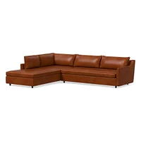 Easton 115" Left 2-Piece Bumper Chaise Sectional, Saddle Leather, Nut