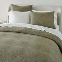 European Flax Linen Mini Waffle Full/Queen Duvet, White