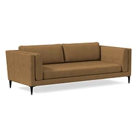 Anton 96" Sofa, Saddle Leather, Nut, Polished Dark Pewter