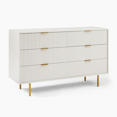 Quinn (56.2") Lacquer 6-Drawer Dresser, Haze,  Antique Brass