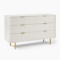 Quinn (56.2") Lacquer 6-Drawer Dresser, Haze,  Antique Brass