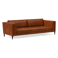 Anton 96" Sofa, Saddle Leather, Nut, Polished Dark Pewter