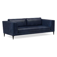 Anton 96" Sofa, Saddle Leather, Nut, Polished Dark Pewter