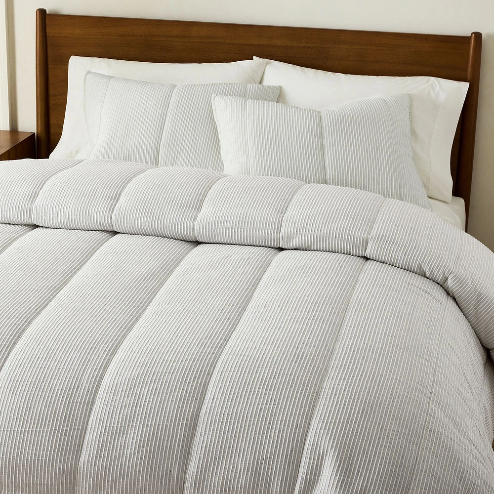 Heathered Linear Comforter & Shams | West Elm