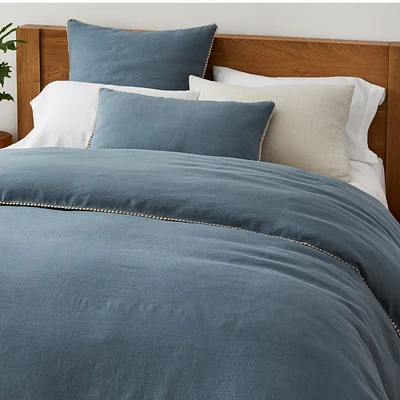 Open Box: MTO European Linen Pom Duvet, Twin, Ocean