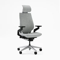 Steelcase Gesture Armed Task Chair With Lumbar, Hard Casters, Headrest, Black Frame, Remix, Pebble